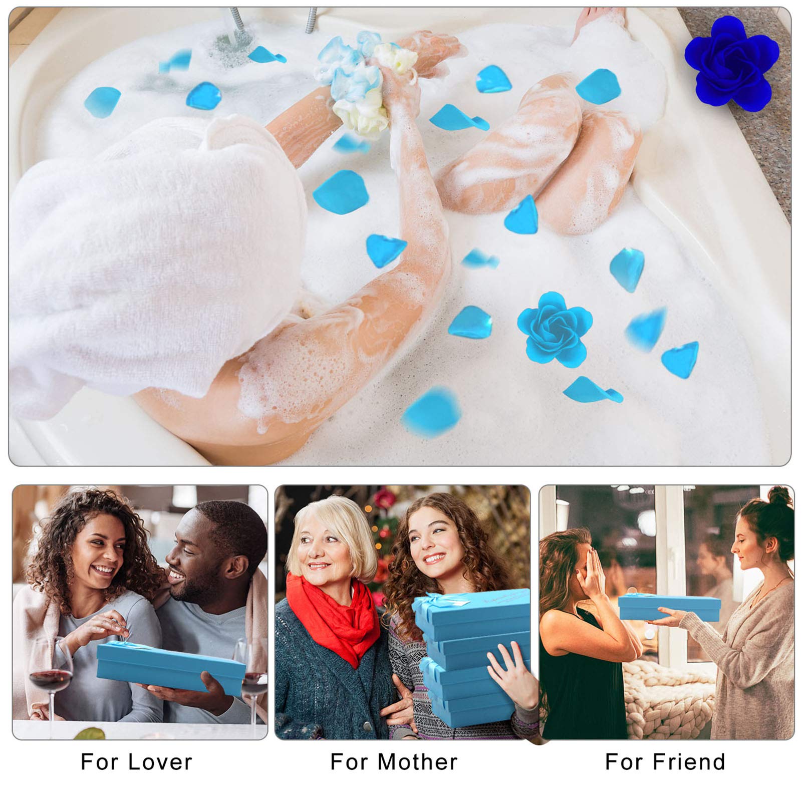 18 PCS Floral Scented Rose Petal Bath Soap Set with Plant Essential Oils | Luxury Handmade Soap Gift for Women, Girls, Mom | Perfect for Valentine's Day, Birthday & Christmas Gifts | Blue Rose Soap for Relaxing Bath & Spa Experience