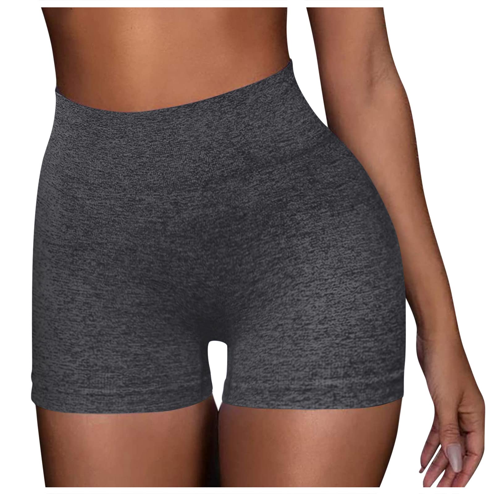 Women's High Waist Yoga Biker Shorts - Solid Color Butt Lifting Workout Shorts for Running, Cycling & Gym | Tummy Control Scrunch Leggings