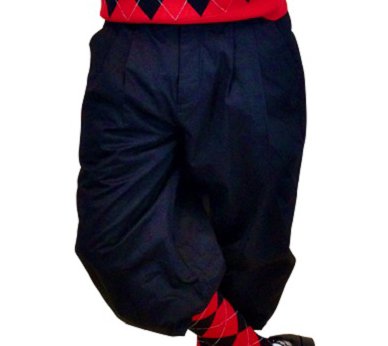 Men's Golf Outfit Set - Black Stewart Knickers with White/Black/Grey Overstitch Sweater, Socks & Cap | Perfect for Golf Tournaments & Casual Wear
