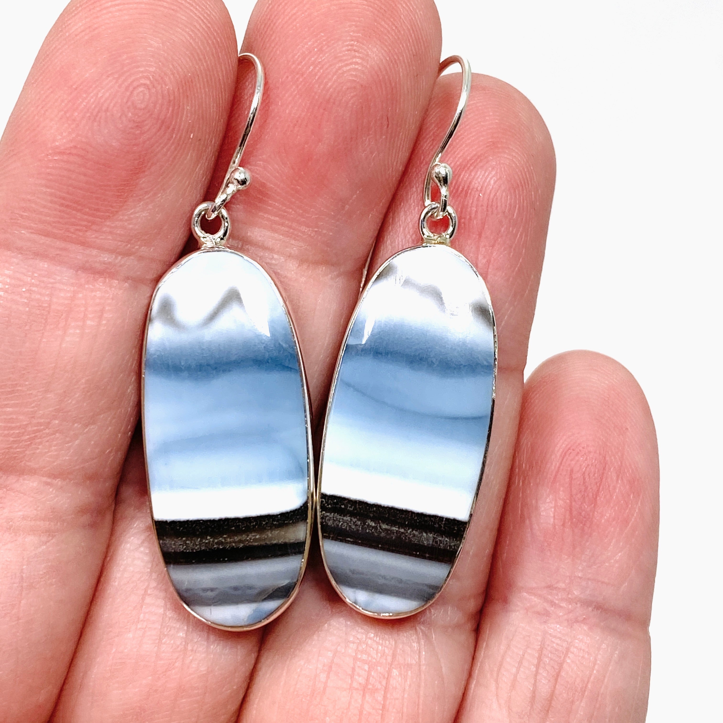 Blue Owhyee Opal Oval Cabochon Earrings - Natural Gemstone Jewelry for Women | Perfect for Weddings, Parties & Special Occasions