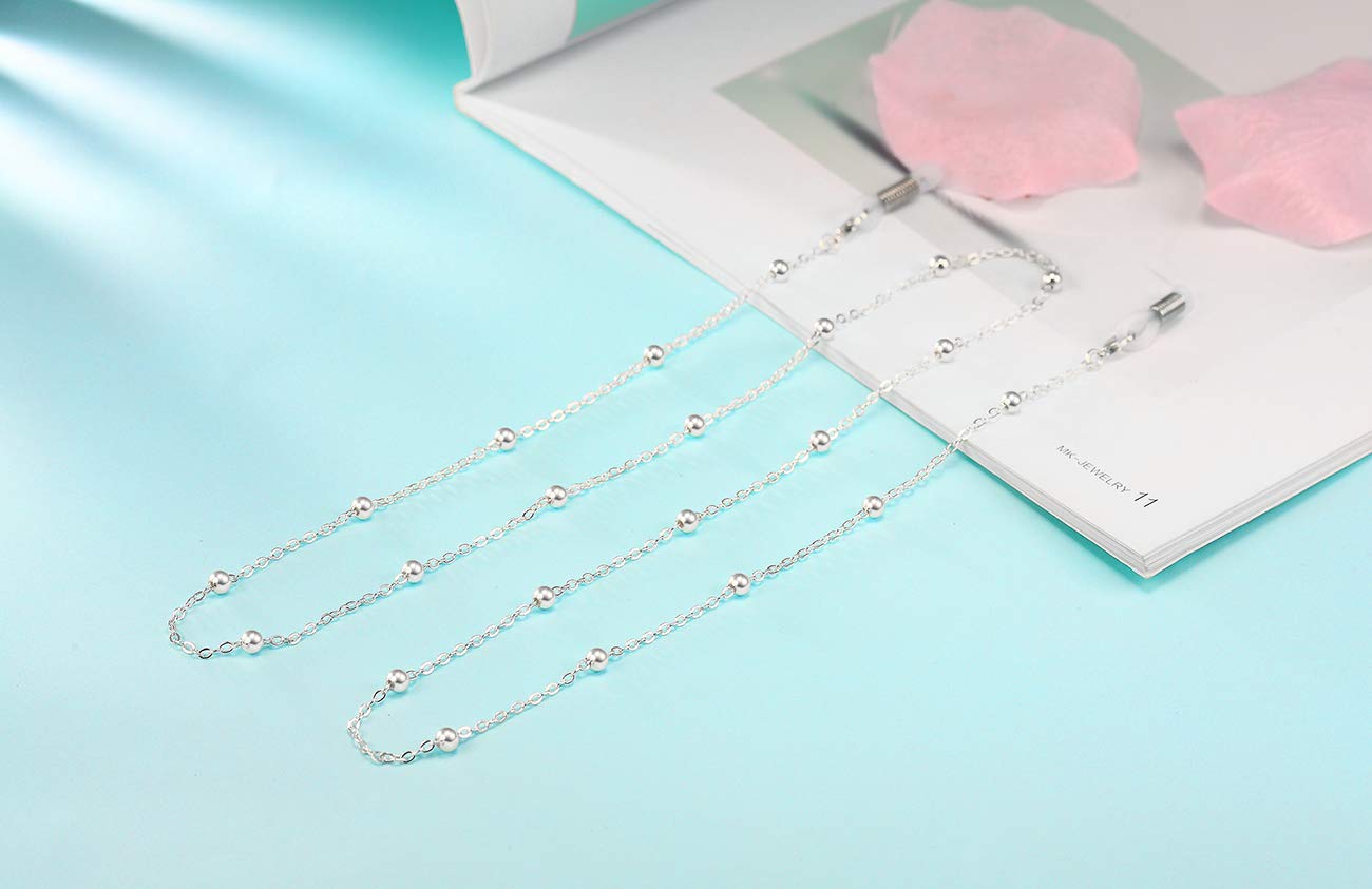 Stylish Eyeglass Chain for Women - Fashionable Glasses Holder Lanyard Necklace for Reading Glasses & Sunglasses | Perfect Gift for Teachers, Nurses, Office Workers (Silver/Gold/Rose Gold) | Keep Your Glasses Safe While Working, Reading or Outdoor Activities
