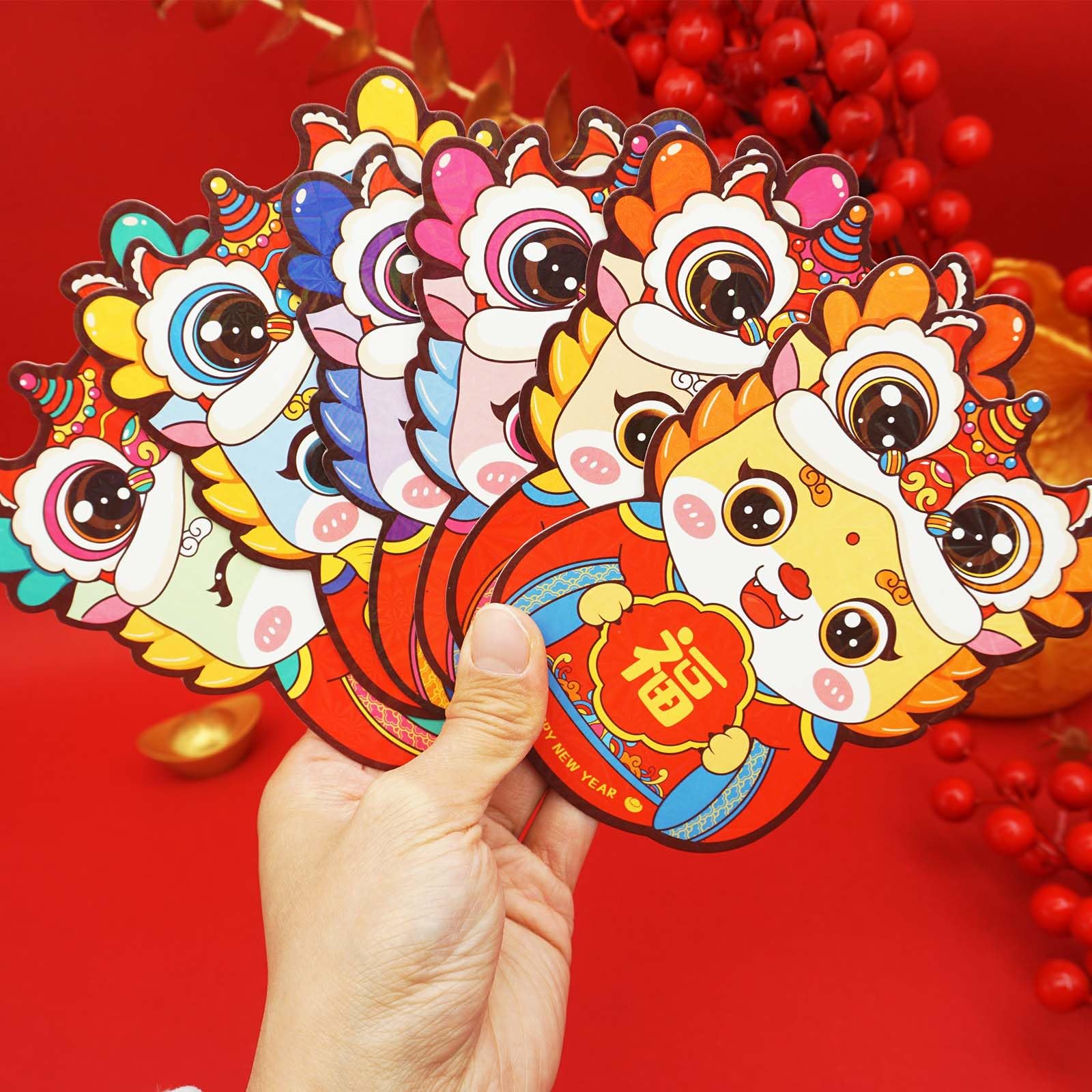 18 Pcs Chinese New Year 2024 Red Envelopes - Cute Dragon Design Lucky Money Envelopes for Lunar New Year Gifts, Spring Festival, Birthday & Wedding Celebrations (Hong Bao)