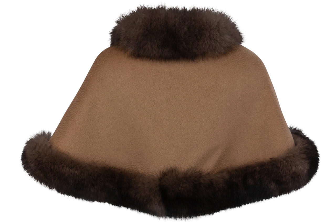 Luxury Cashmere & Fox Fur Stole - Dark Brown Winter Shawl | Warm & Soft Fashion Accessory for Women | Perfect for Evening Parties, Weddings & Cold Weather Outfits