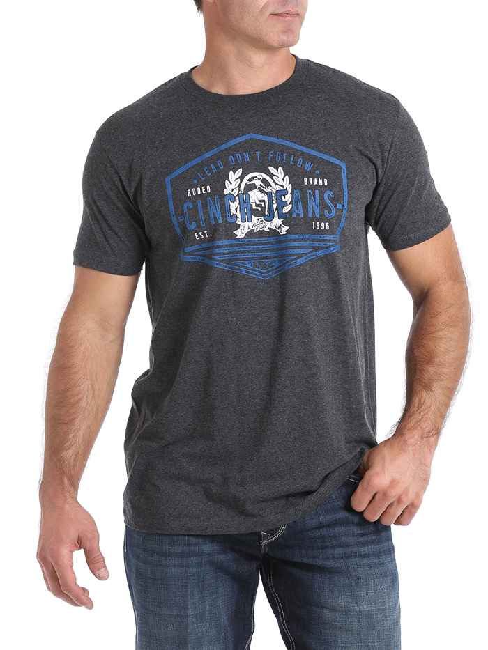 Cinch MTT1690374 Men's Classic Logo T-Shirt - Black Heather - Casual Wear & Everyday Comfort for Men