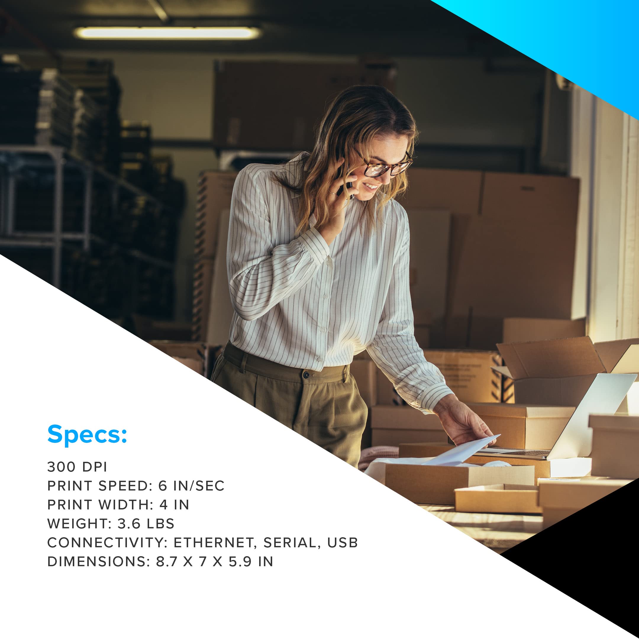 ZEBRA ZD621 Direct Thermal Desktop Printer - 300 dpi High Resolution, 4