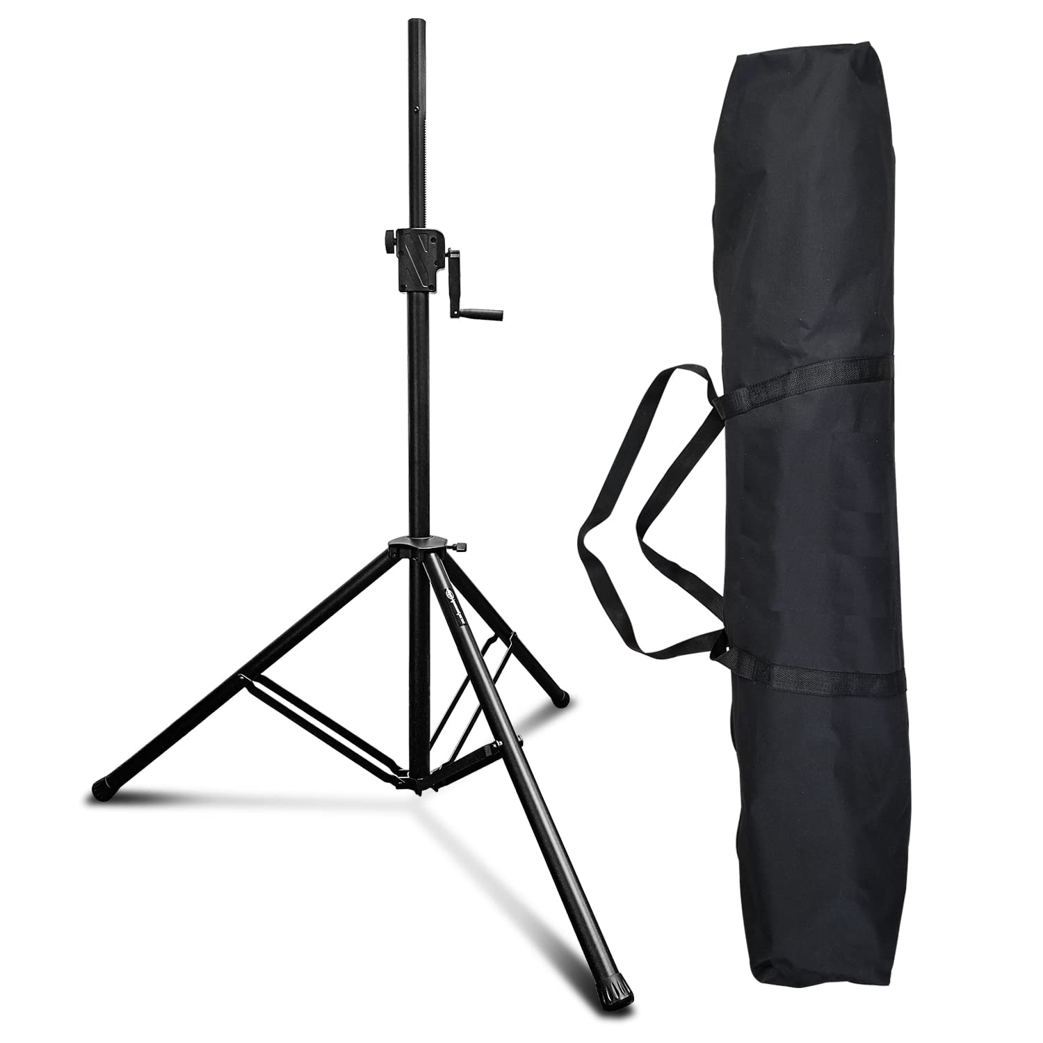 **AxcessAbles Heavy-Duty Adjustable Crank-Up DJ Stand with Carry Bag – 175LB Load Capacity, Portable Speaker & Lighting Tripod for Stage, Events & Outdoor Use**