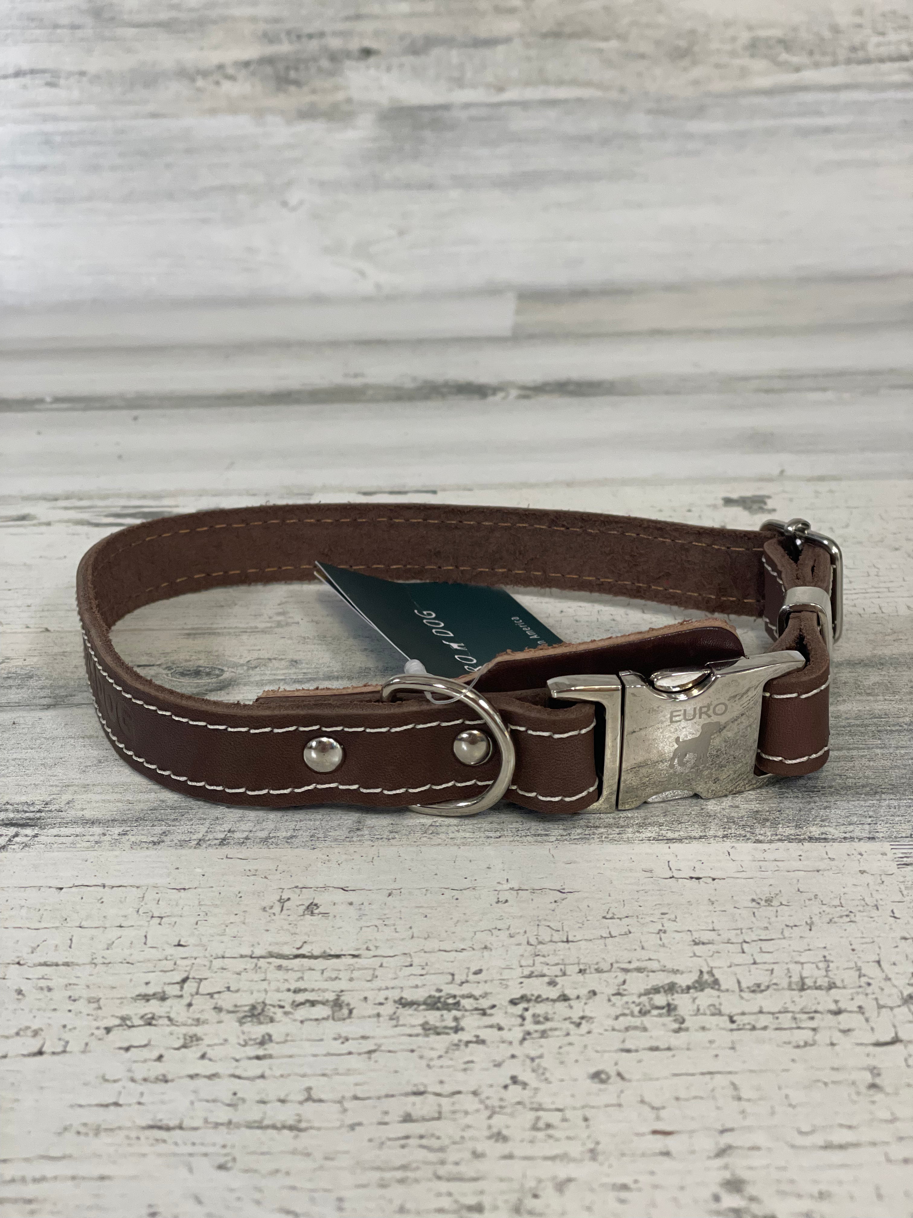 Premium Quick Release Leather Dog Collar - Chocolate & Burgundy - Adjustable Comfort Collar for Medium & Large Dogs - Perfect for Daily Walks, Training & Outdoor Adventures