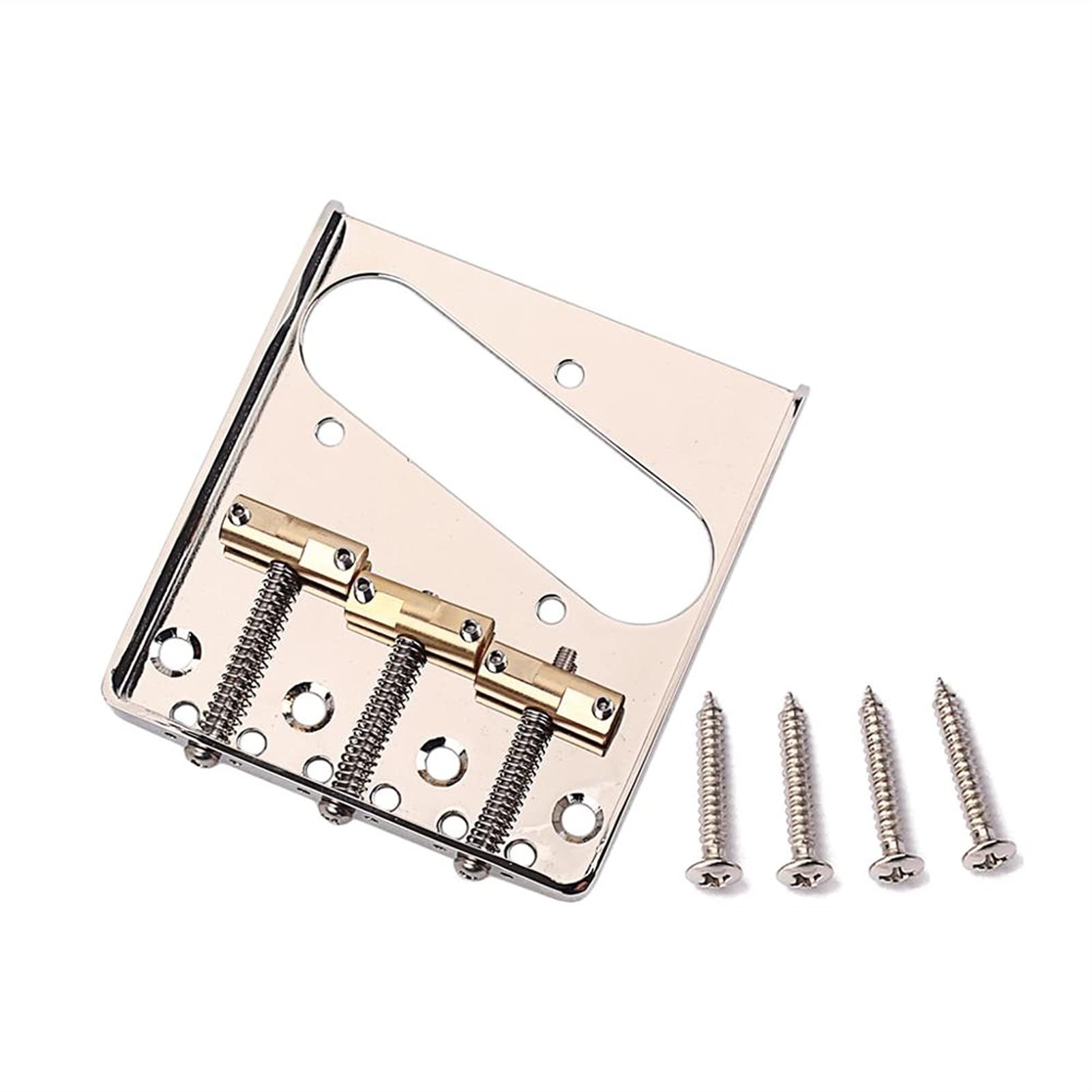 Vintage Style Fixed Tele Electric Guitar Bridge with Brass Saddles - Chrome Guitar Tailpiece for Enhanced Tone & Sustain - Perfect for Telecaster Upgrades & DIY Guitar Repairs