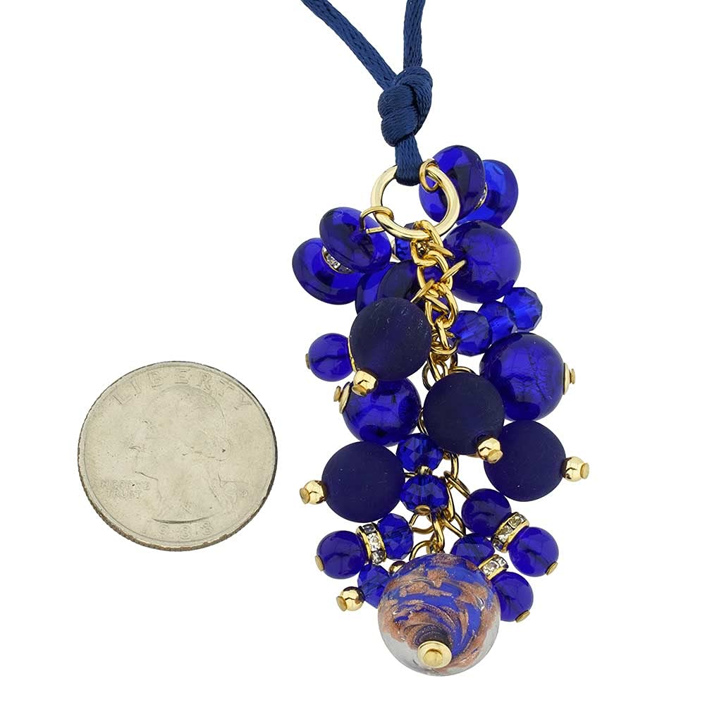 Stunning Blue Murano Glass Charms Necklace - Handmade Venetian Glass Jewelry with Stardust Effect - Perfect for Gifts, Weddings & Special Occasions