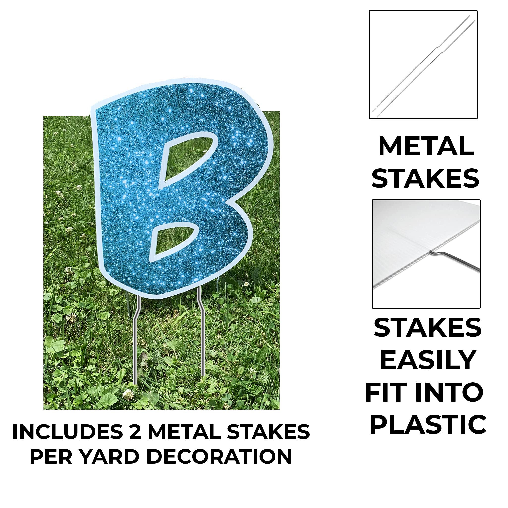 VictoryStore Rainbow Sparkle Happy Birthday Yard Decorations - 17pcs Outdoor Party Letters with Stakes (Custom Name Option) for Backyard Celebrations, Graduations & Special Events