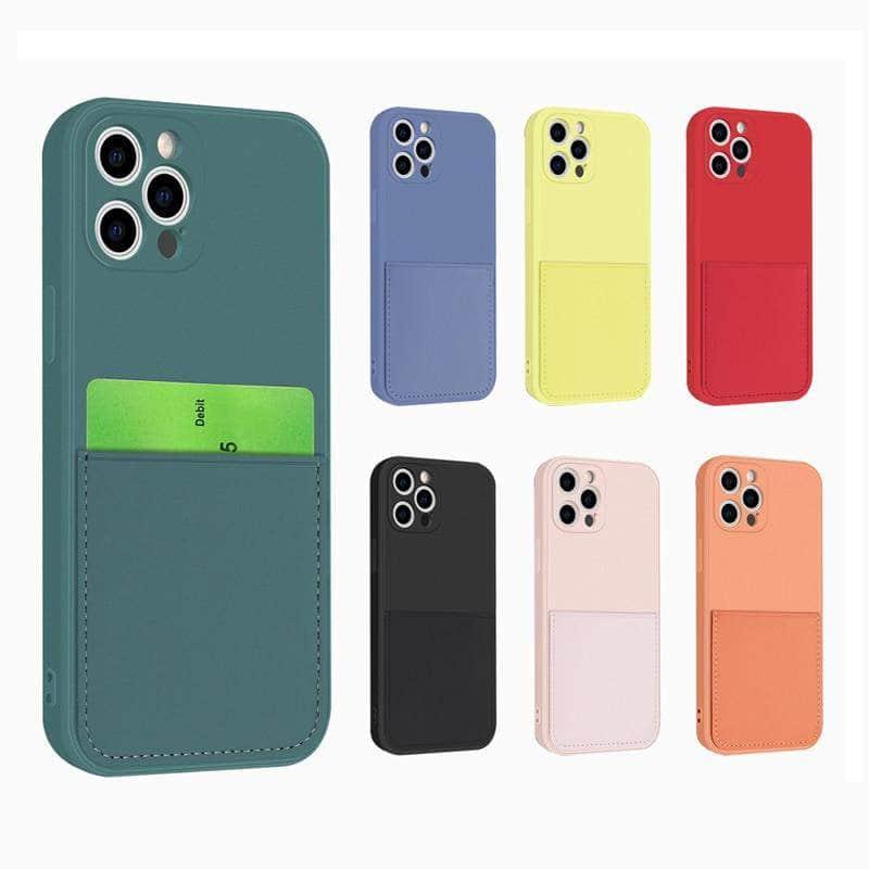Premium iPhone 13 Mini Liquid Silicone Case with Card Holder - Slim Protective Phone Cover for Everyday Use, Commuting & Travel
