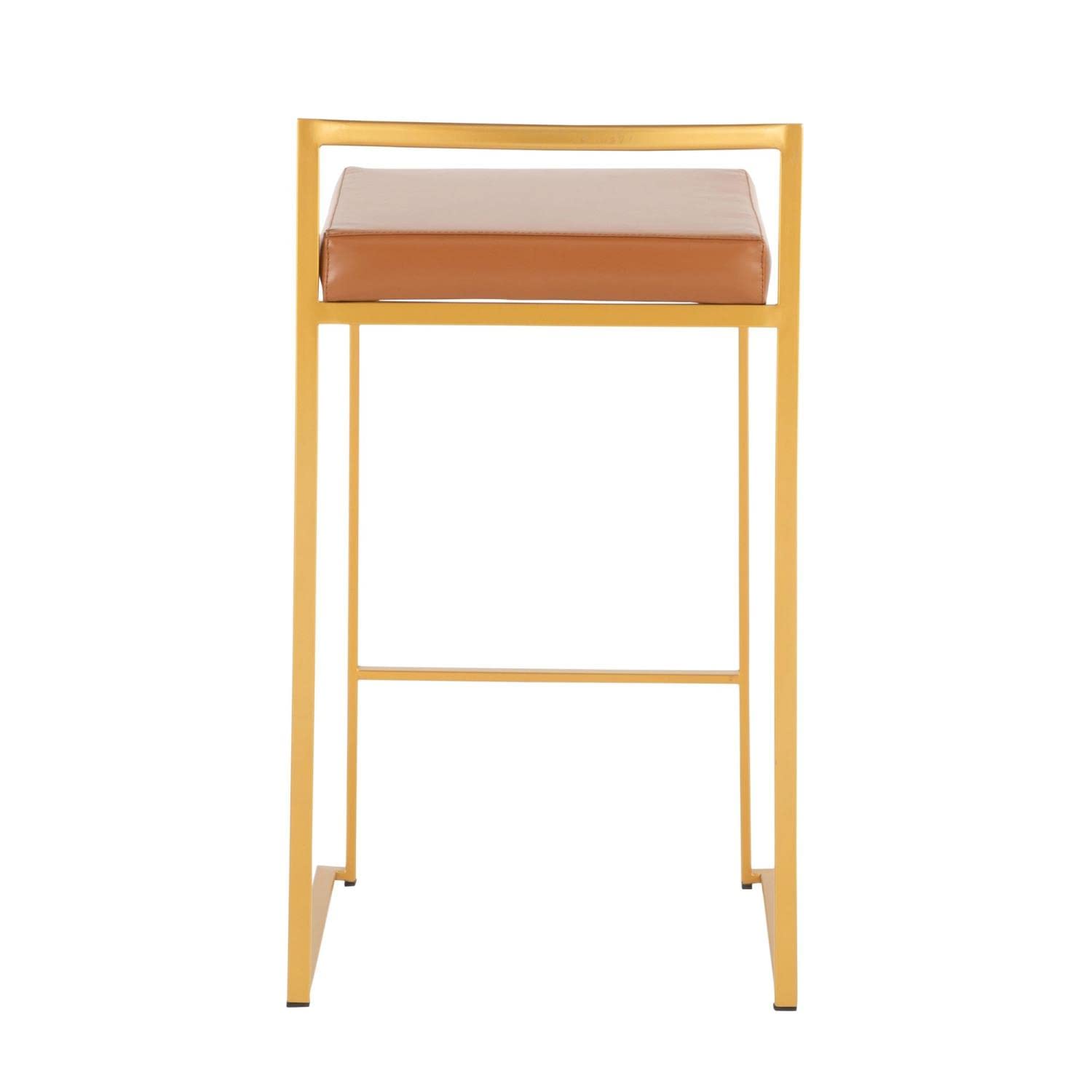 Gold Metal Fuji Stacker Counter Stools - Set of 2 Kitchen Island Bar Stools, Counter Height Chairs for Breakfast Nook, Dining & Entertaining