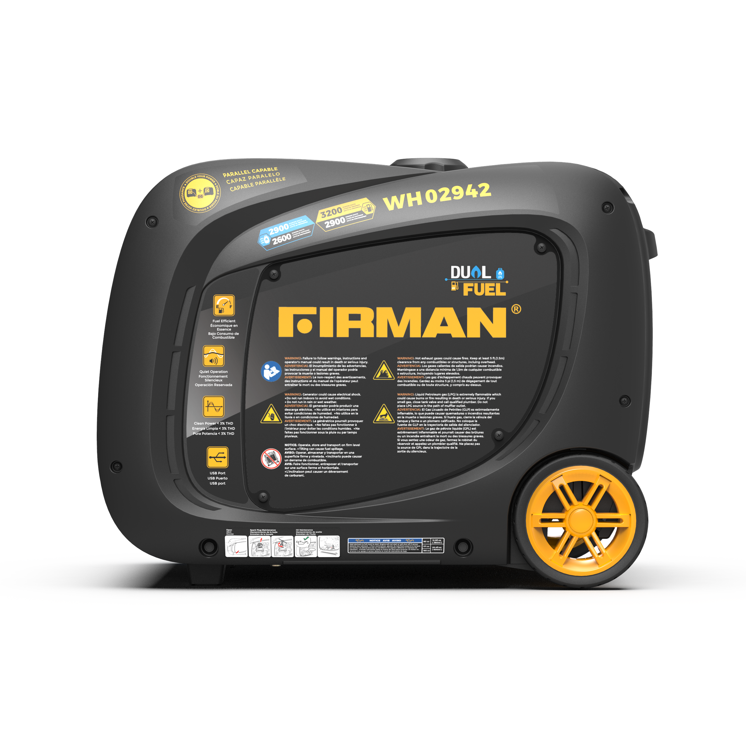 3200W Dual Fuel Inverter Generator with Electric Start - Portable Power for Camping, RV Trips & Emergency Backup