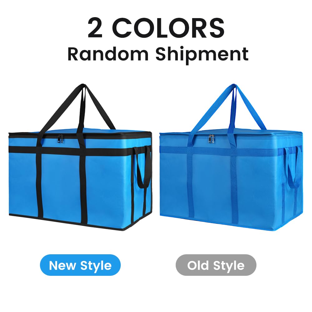 Bodaon 3-Pack Extra Large Insulated Food Delivery Bag - Hot & Cold Meal Carrier, Catering Tote, Pizza Warmer - Perfect for Restaurants, Grocery Shopping & Food Delivery Services (Blue, XXXL)