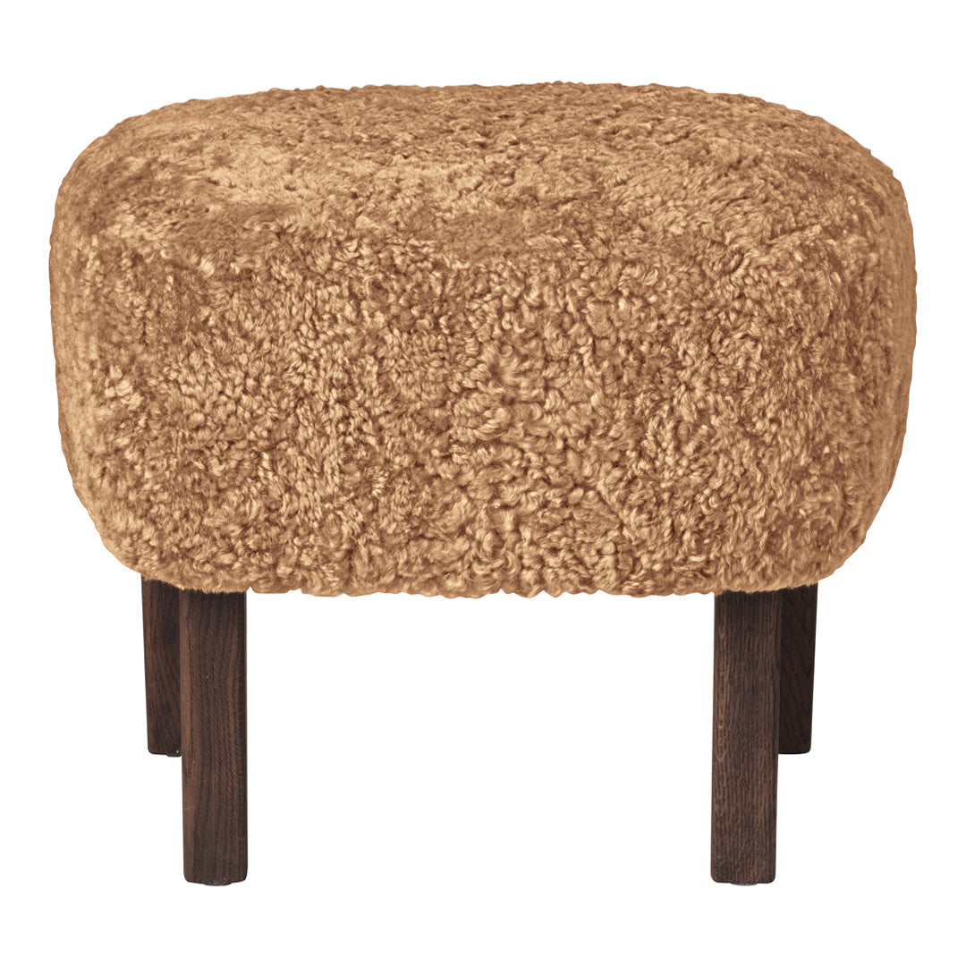 Premium Ingeborg Ottoman with Genuine Sheepskin Cover - Luxurious Footrest & Accent Chair for Living Room, Bedroom, or Office