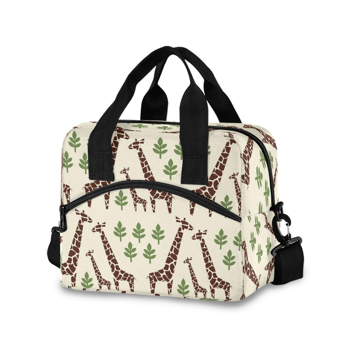 SUABO Insulated Lunch Bag for Women, Men, Boys & Girls - Reusable Giraffe Print Tote Lunch Box for Work, School & Picnics - Leakproof Food Container for Hot & Cold Meals