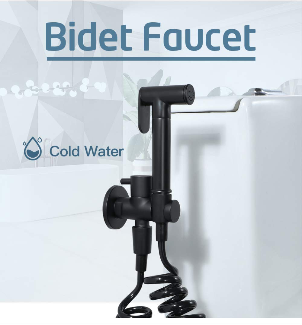 Premium Black Bidet Sprayer for Toilet - Single Hole Hygienic Faucet with Portable Muslim Shower - Y50057 | Perfect for Bathroom Upgrade, Islamic Cleansing & Travel Use