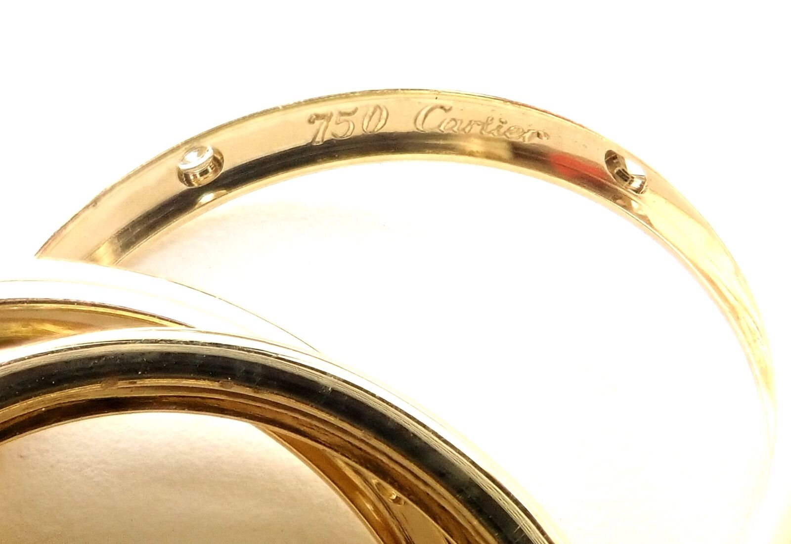 Authentic Cartier 18k Yellow Gold Diamond Trinity Ring Size 51 - Luxury Jewelry for Women, Perfect for Anniversaries, Engagements & Special Occasions