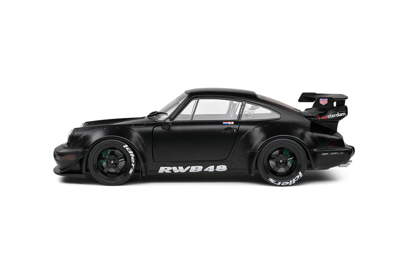 1:18 Scale Solido Porsche 911 (964) RWB Darth Vader Diecast Model Car - Matte Black Finish | Collectible Display Piece for Car Enthusiasts & Home Office Decor