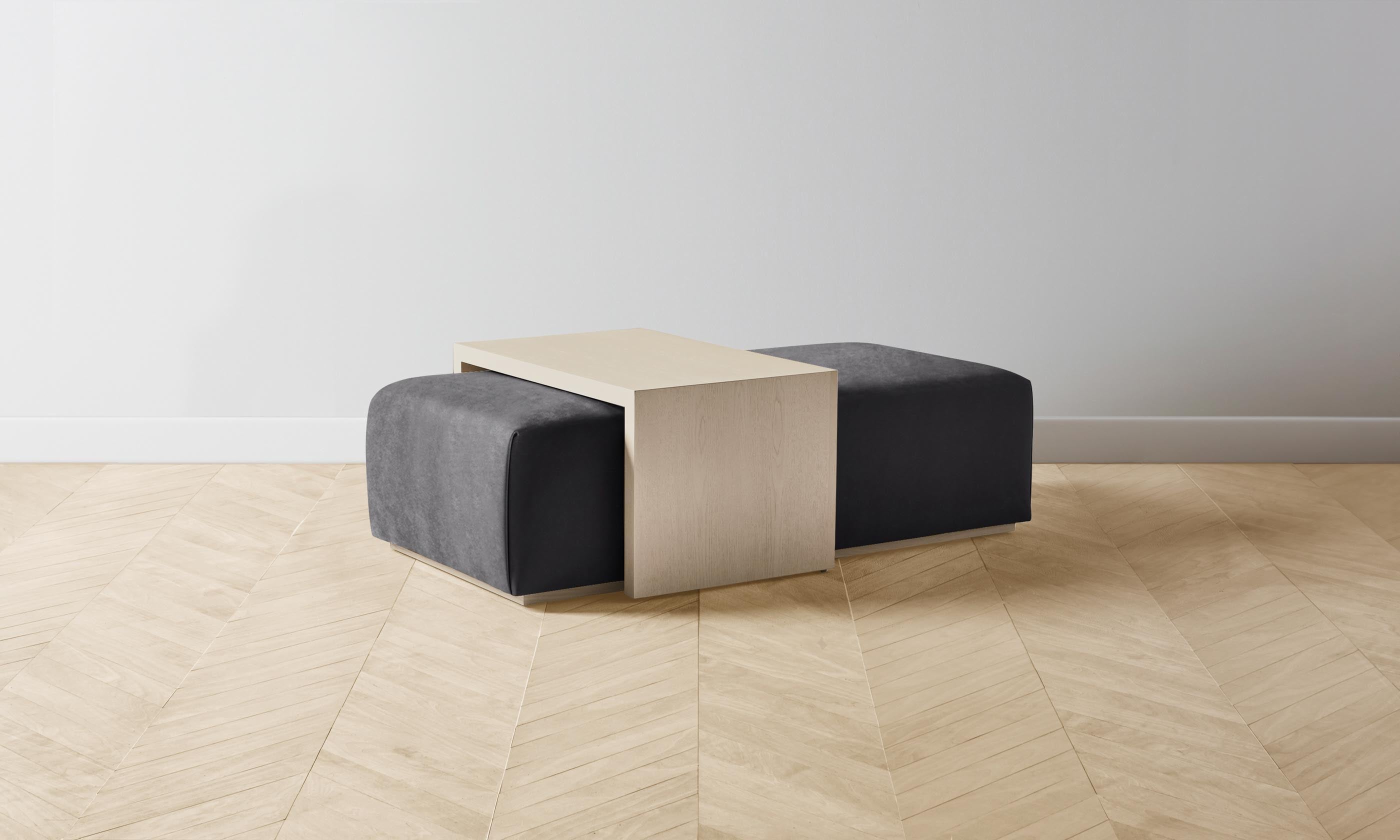 The Bowery Ottoman - Performance Velvet Slate Blue - Modern Living Room Furniture for Small Spaces - Perfect for Home Decor, Apartment, and Office Use
