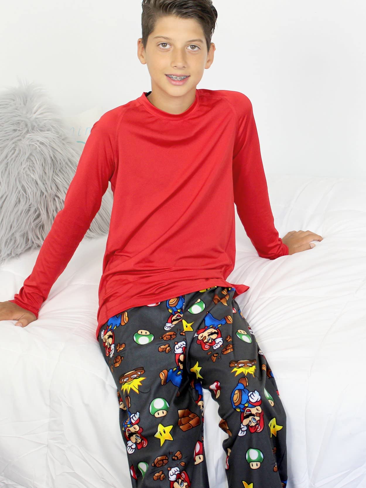 Super Mario Boys Pajama Pants - Nintendo Themed Sleepwear for Kids - Comfortable Cotton Pajama Bottoms for Boys - Perfect for Sleepovers, Gaming Nights & Birthday Gifts