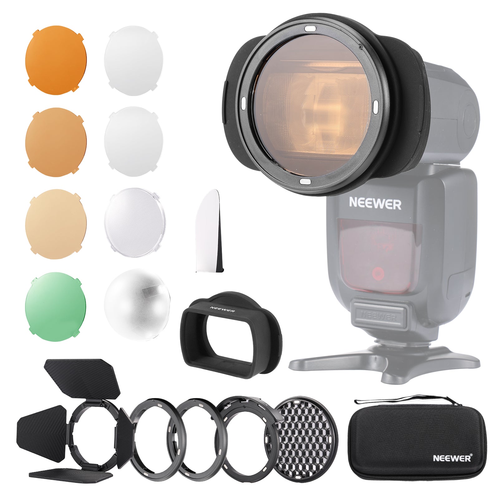 NEEWER CRM3 Square Flash Head Adapter & Magnetic Round Head Accessory Kit for DSLR Camera - Perfect for Studio Photography, Portrait Lighting, and On-Location Shoots