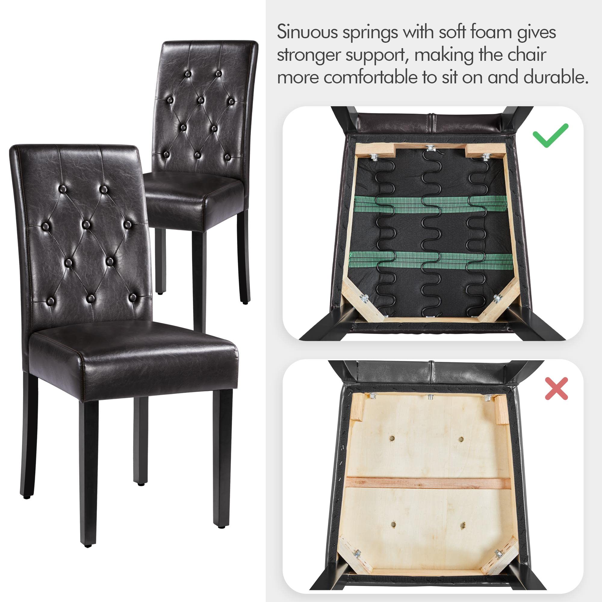 Yaheetech 4-Piece Modern Dining Chair Set with Faux Leather Upholstery, Solid Wood Legs, and Button-Tufted Backrest for Kitchen, Dining Room, and Home Office Use