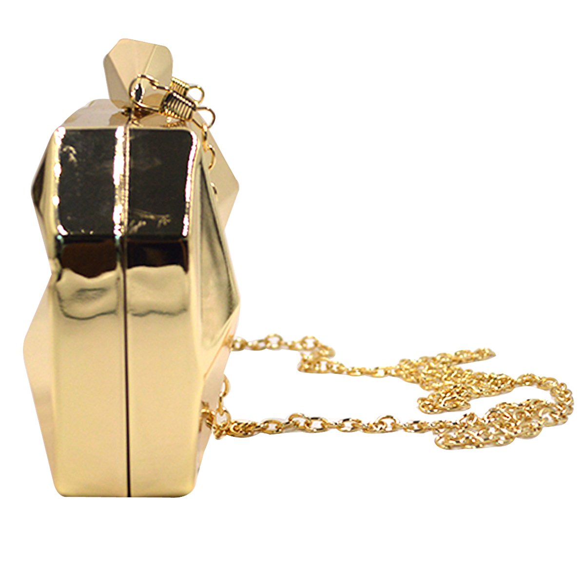 Elegant Women's Metal Box Clutch Purse with Diamond Accents - Mini Evening Bag with Chain Shoulder Strap for Parties, Weddings & Special Occasions