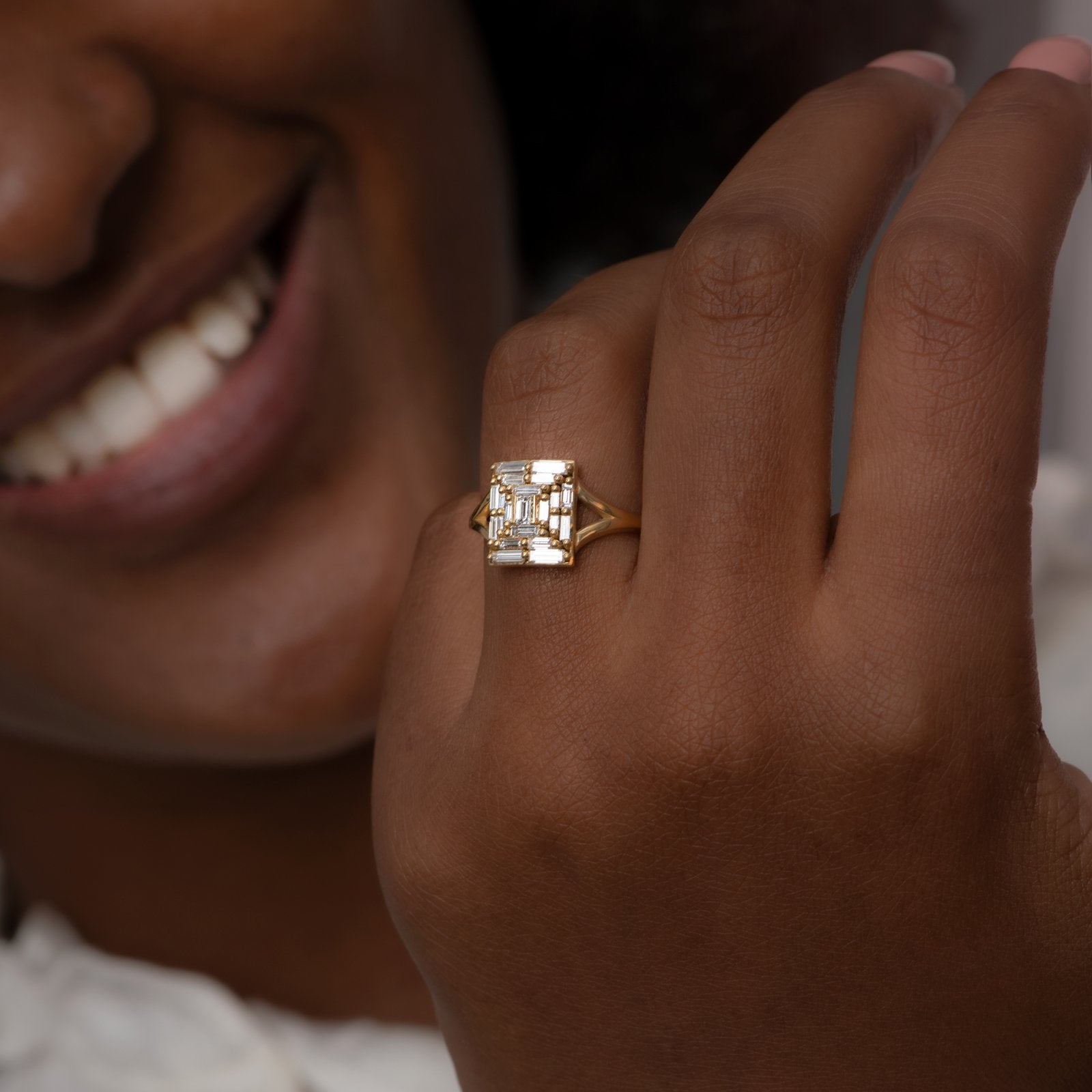 Exquisite Baguette Cut Engagement Ring & Temple Ring – Elegant Wedding Band for Women, Perfect for Proposals, Anniversaries, and Special Occasions