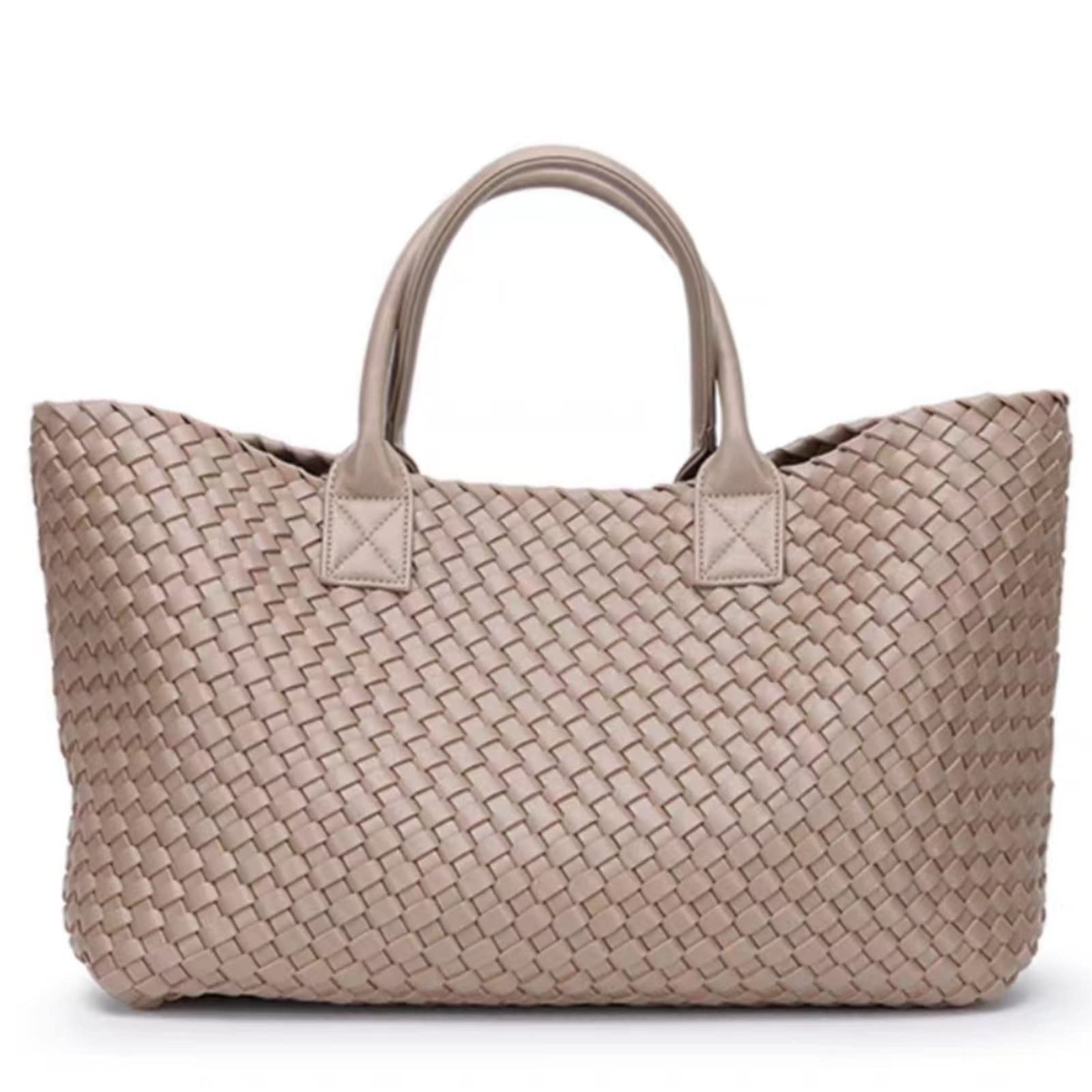 Eco-Friendly Vegan Leather Woven Tote Bag for Women - Large Capacity Shopper, Bucket & Travel Handbag - Perfect for Work, Shopping & Weekend Getaways