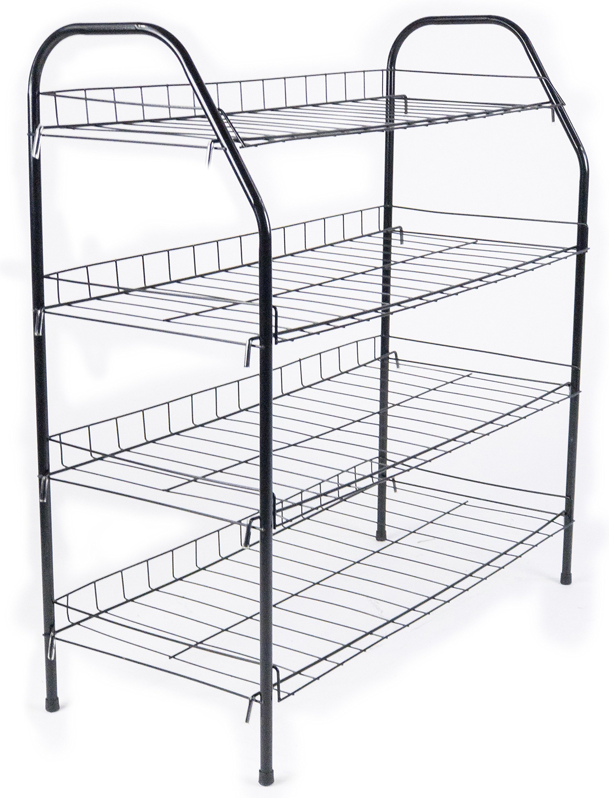 4-Tier Metal Shoe Rack Organizer - Space Saving Stackable Shoe Shelf for Entryway, Closet & Cabinet Storage (Black) - Perfect for Small Spaces & Shoe Organization