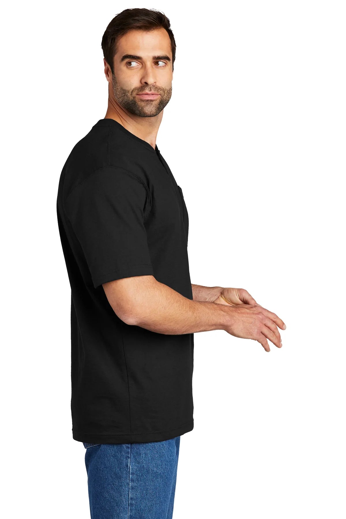 Carhartt Custom Henley T-Shirts for Men - Black Short Sleeve Work Shirt - Perfect for Construction, Outdoor Work & Casual Wear
