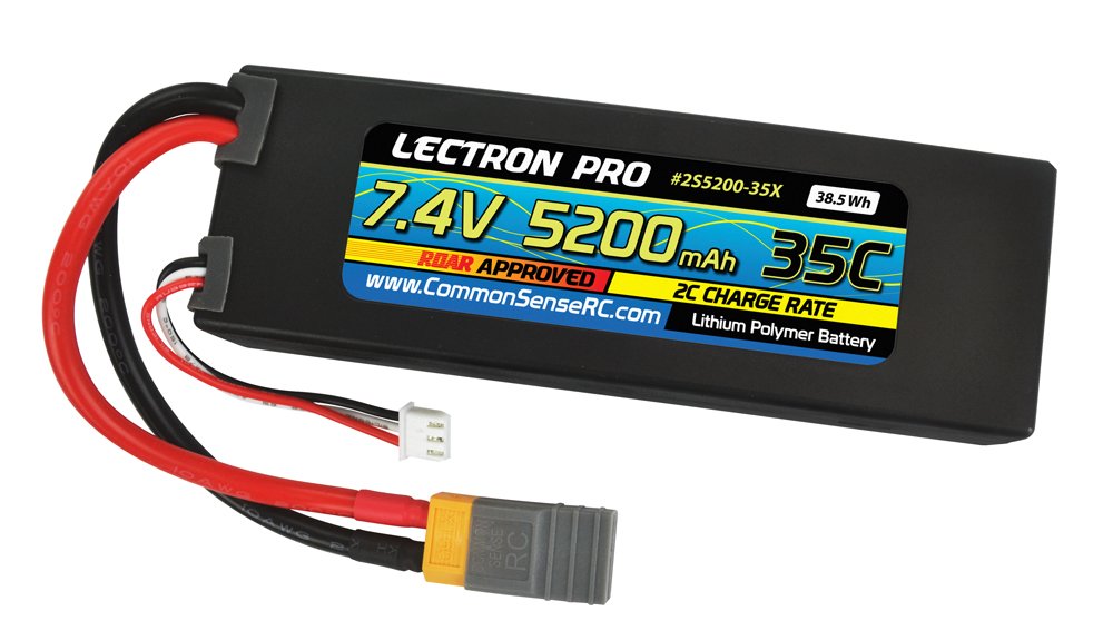 Lectron Pro 7.4V 5200mAh 35C Lipo Battery with XT60 Connector & CSRC Adapter - Compatible with Traxxas RC Cars, Trucks, and Drones for High-Performance Racing and Off-Road Adventures