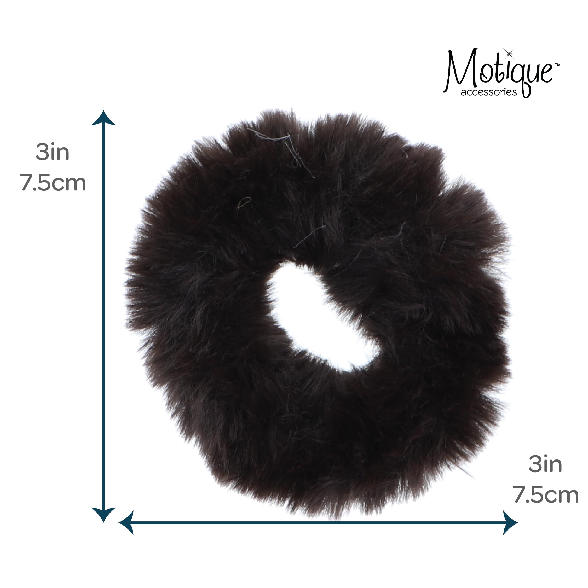 Small Fuzzy Fur Scrunchies Furry Pony Holder - Set of 2 - Dark Brown Hair Accessories for Women Girls