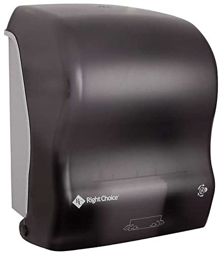 Right Choice Black Hands-Free Mechanical Roll Towel Dispenser - 1 Each | Commercial & Home Bathroom Paper Towel Holder | Ideal for Restaurants, Offices, and Kitchens