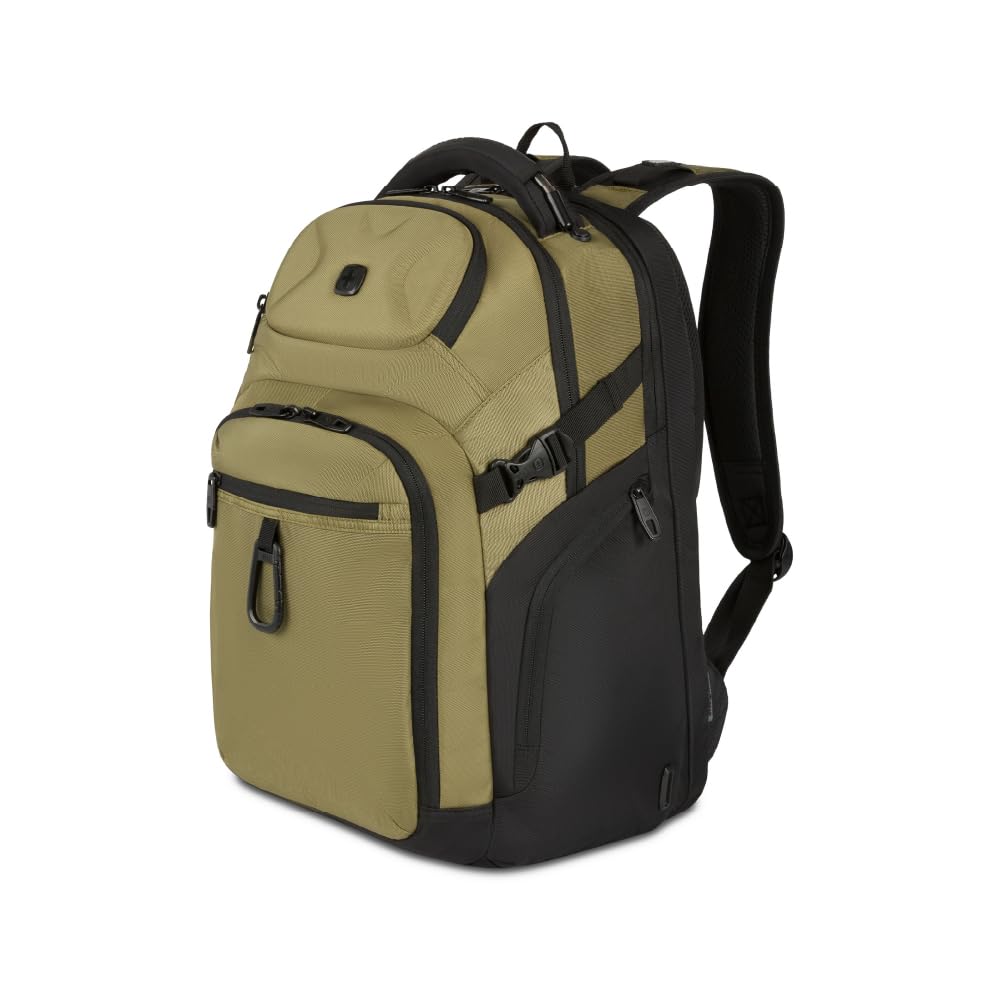 SwissGear Endure Scansmart 17.75 Inch Laptop Backpack for Men & Women - Anti-Theft Travel Backpack with USB Charging Port, Olive Green - Perfect for Business, College & Commuting