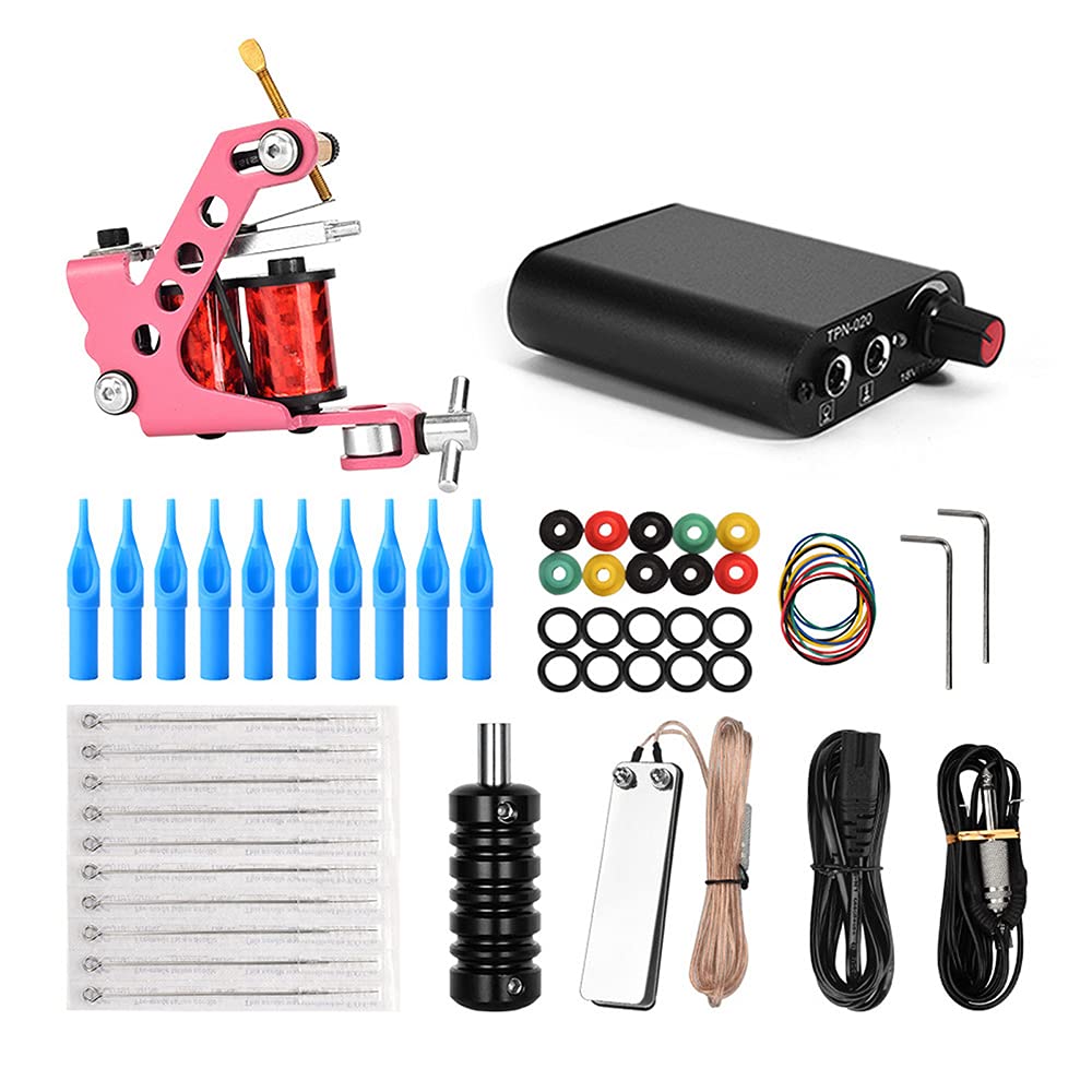 Professional Tattoo Machine Kit with Power Supply, Grip & Foot Pedal - Complete Tattoo Gun Set with Needles for Artists | Ideal for Tattoo Studios & Home Tattooing