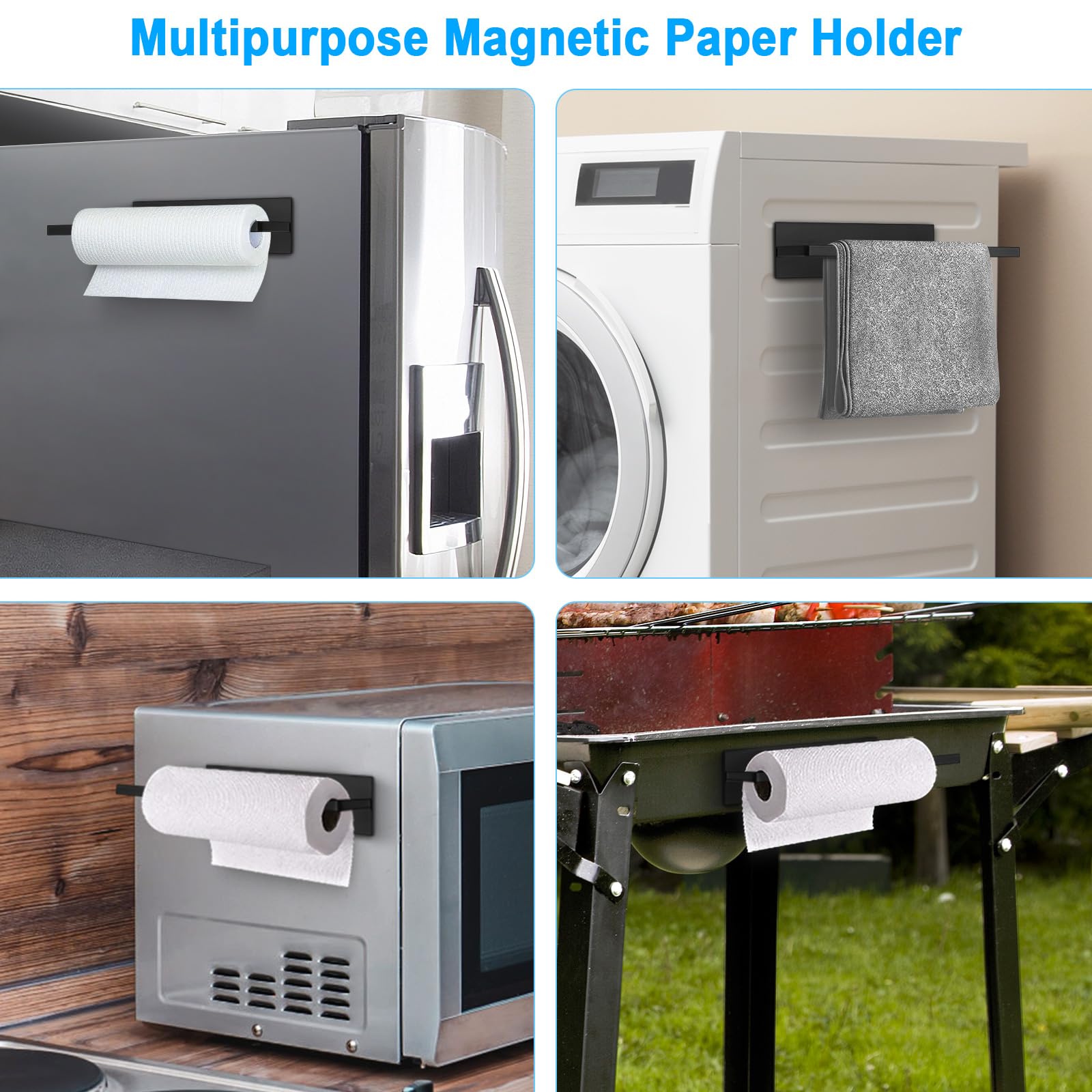 Magnetic Paper Towel Holder for Fridge & Wall - Strong Kitchen & Bathroom Organizer for Paper Towel Rolls & Toilet Paper - Perfect for RV, Pantry, Office & Home Storage Solutions