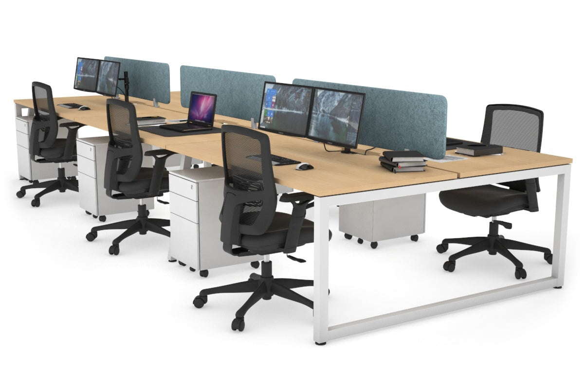 Quadro Loop Legs 6-Person Office Workstation Desk - 1800L x 800W with Cable Management | Modern Collaborative Workspace Solution for Team Projects & Open Office Layouts