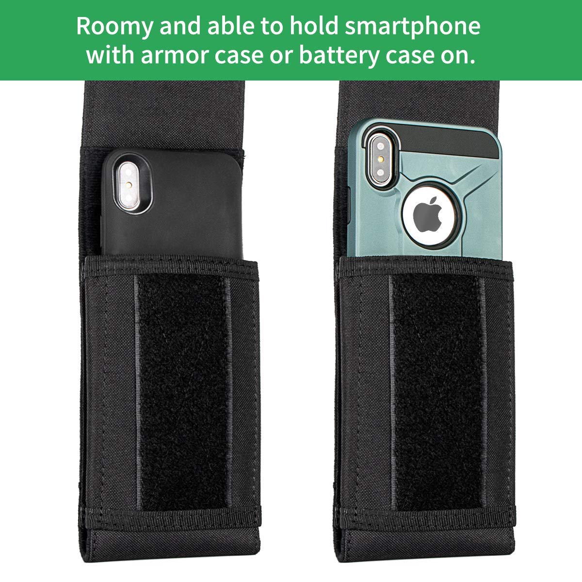 IronSeals Tactical MOLLE Phone Case - Heavy Duty Belt Loop Holster Pouch with American Flag Patch for iPhone 16/16 Pro/16 Plus/16 Pro Max/15 Pro Max/14 Pro Max/13 Pro Max/12 Pro Max & Galaxy S24 Ultra - Military Grade Phone Holder for Outdoor, Hiking, Camping & Tactical Use