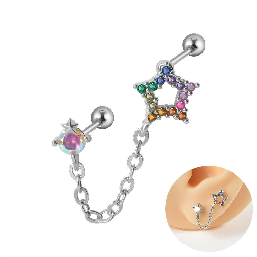 20G Cross Cartilage Two Hole Helix Stud Earrings for Women - Stainless Steel Body Jewelry for Tragus, Helix, or Ear Piercing | HSPJ317 | Perfect for Everyday Wear, Parties & Gifting