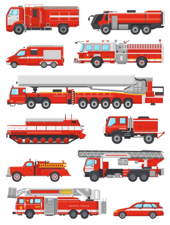 Fire Truck Wall Stickers for Boys Bedroom Decor, Fireman Firefighter Wall Decals, Fire Truck Wall Art Poster, Kids Room Wall Decor, Perfect for Nursery, Playroom, and Boys' Bedroom Themes