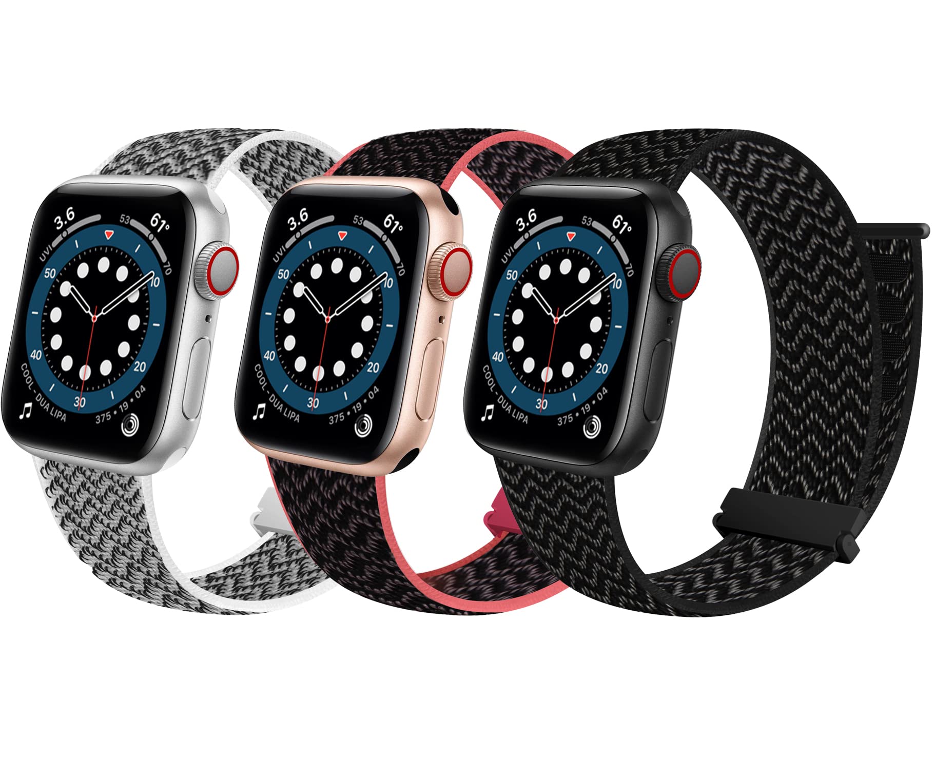 Beardslee 3 Pack Sport Loop Nylon Band for Apple Watch Series 8/7/6/SE/5/4/3/2/1 - Compatible with 38mm 40mm 41mm 42mm 44mm 45mm 49mm - Soft Breathable Strap for Men & Women - Perfect for Running, Workouts & Daily Wear
