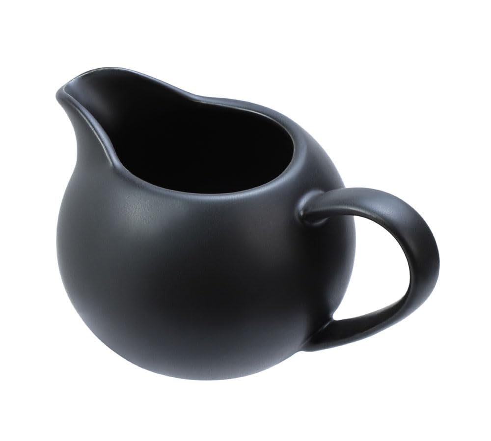 Matte Black Ceramic Creamer Pitcher with Handle - 8oz Small Coffee & Milk Creamer for Home, Cafe, and Office Use - Perfect for Pouring Coffee, Tea, and Milk
