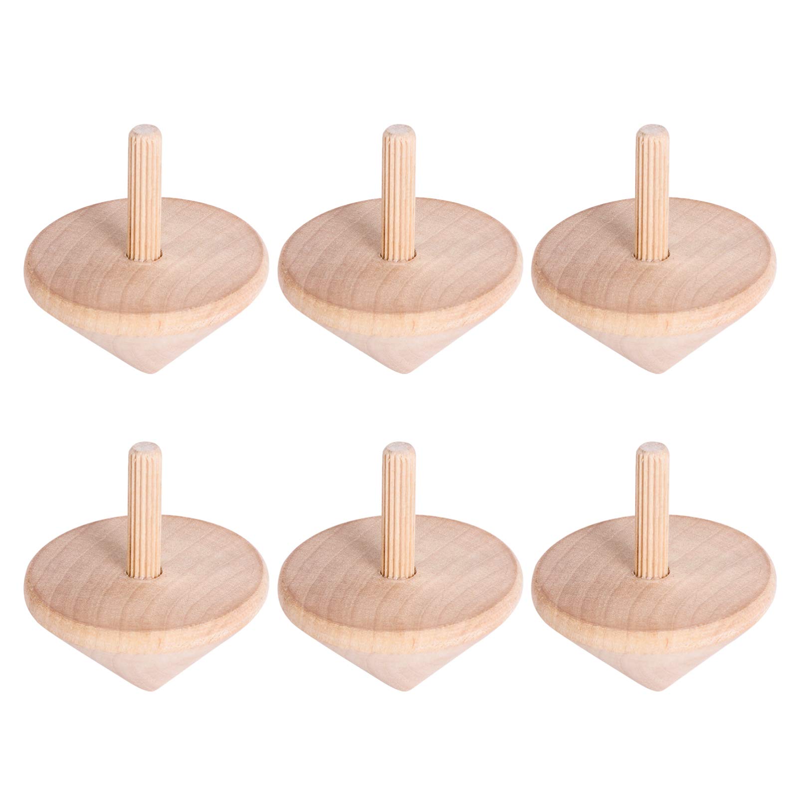 **6pcs Unpainted Wooden Spin Tops DIY Painting Kit - Creative Educational Toys for Kids & Adults - Easter Party Favors, Birthday Gifts, Classroom Activities**