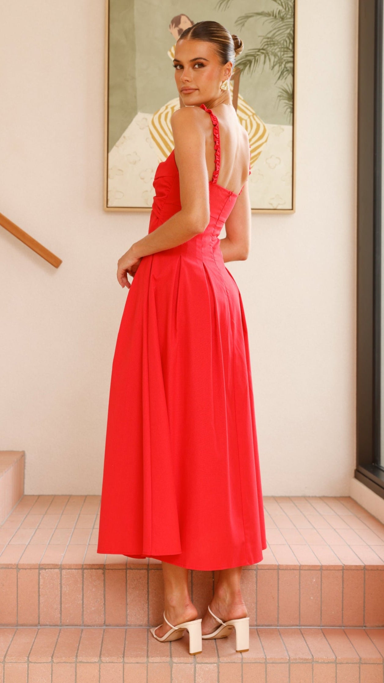 Bryce Maxi Dress for Women - Flowy Long Summer Dress in Red | Perfect for Beach, Vacation, and Casual Outings