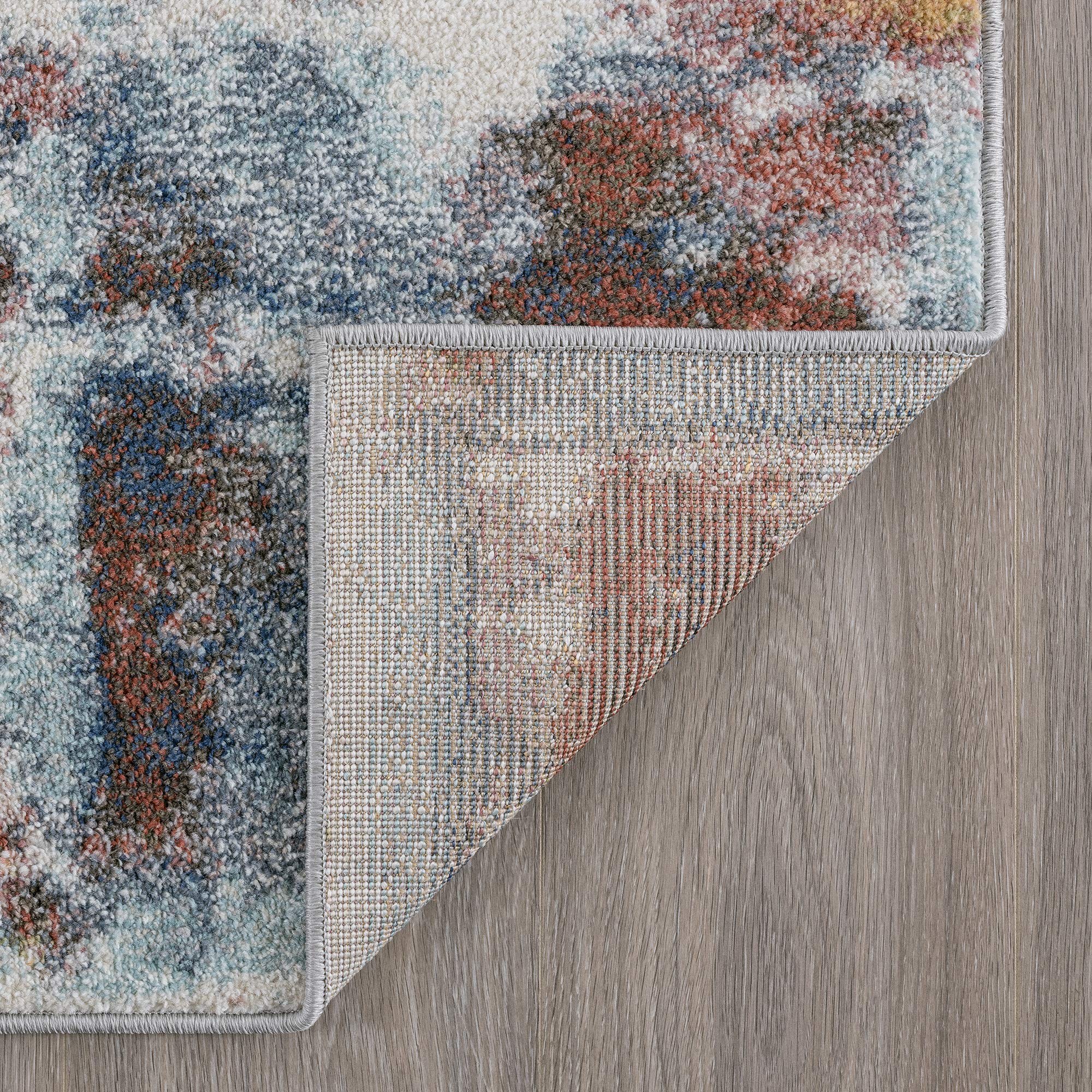 Tayse Rowan Navy 6 Foot Round Area Rug - Modern Abstract Design for Living Room, Bedroom & Dining Room - Soft & Durable Floor Covering for Home Decor