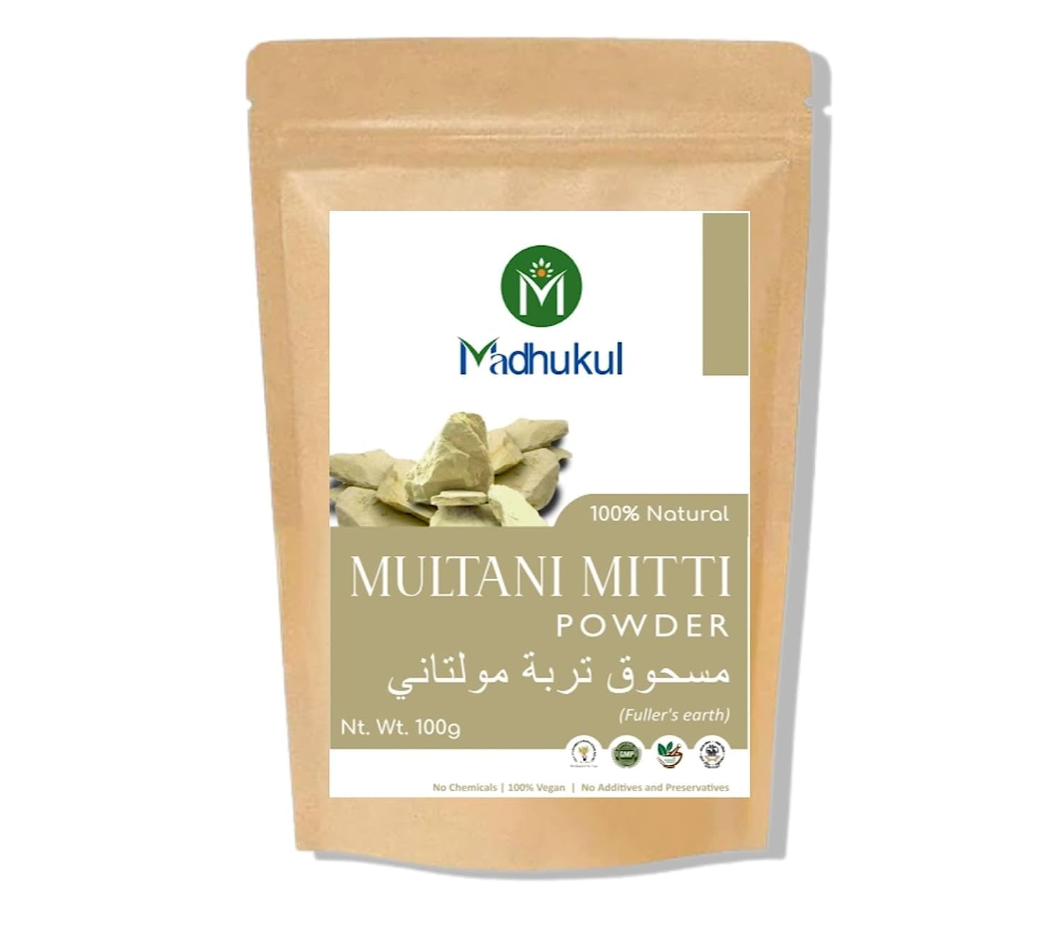 Organic Multani Mitti Powder - 100% Natural Clay for Glowing Skin & Healthy Hair | Deep Cleansing, Acne Control, Brightening & Soothing Face Mask | 100g | Perfect for Spa Day, DIY Skincare & Ayurvedic Beauty Treatments