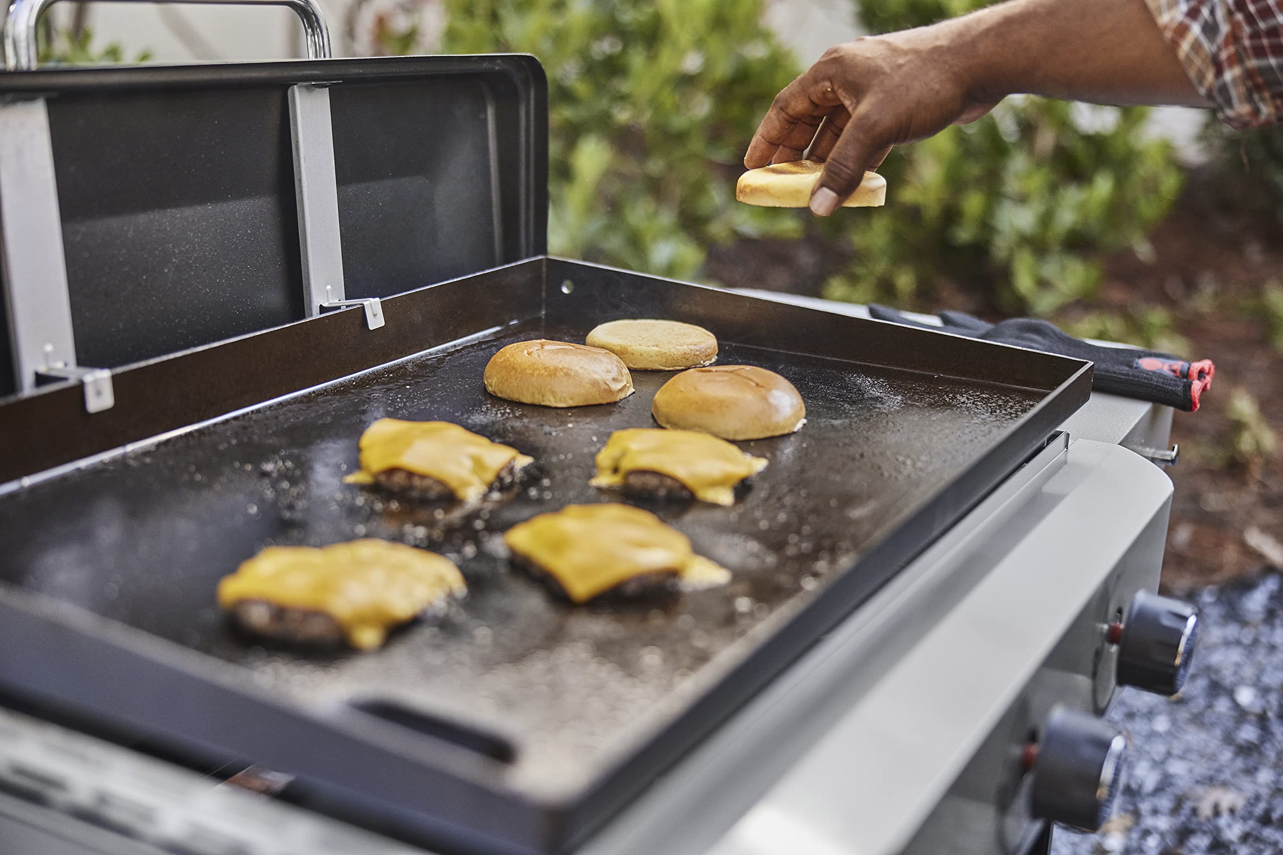Weber 28 Inch 3-Burner Black Gas Griddle for Outdoor Cooking, Backyard BBQ, and Camping - Perfect for Patio, Tailgating, and Family Gatherings