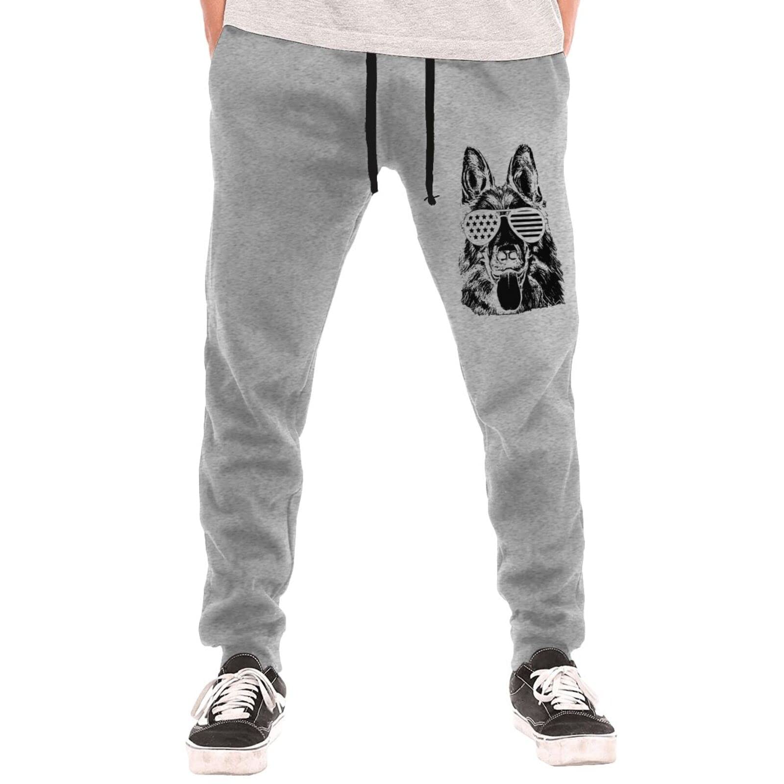 Henjoke K9 Dog Police Officer American Flag Men's Sweatpants - Joggers with Pockets & Drawstring Waist for Running, Workout, and Casual Wear